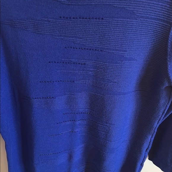 La Madona Women's Blue Crew Neck Sparkly 3/4 Sleeve Sweater, size M - Picture 3 of 7